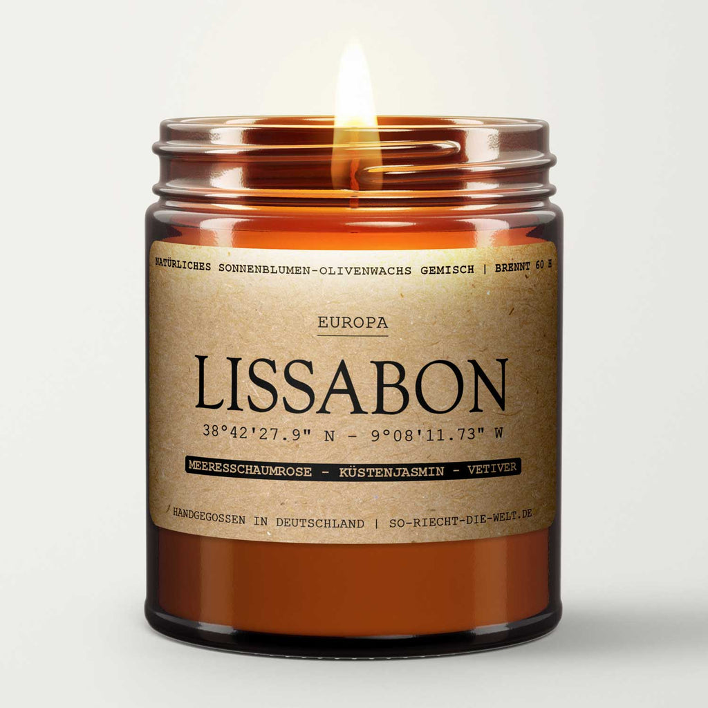 Lissabon Duftkerze - Meeresschaumrose | Küstenjasmin | Vetiver