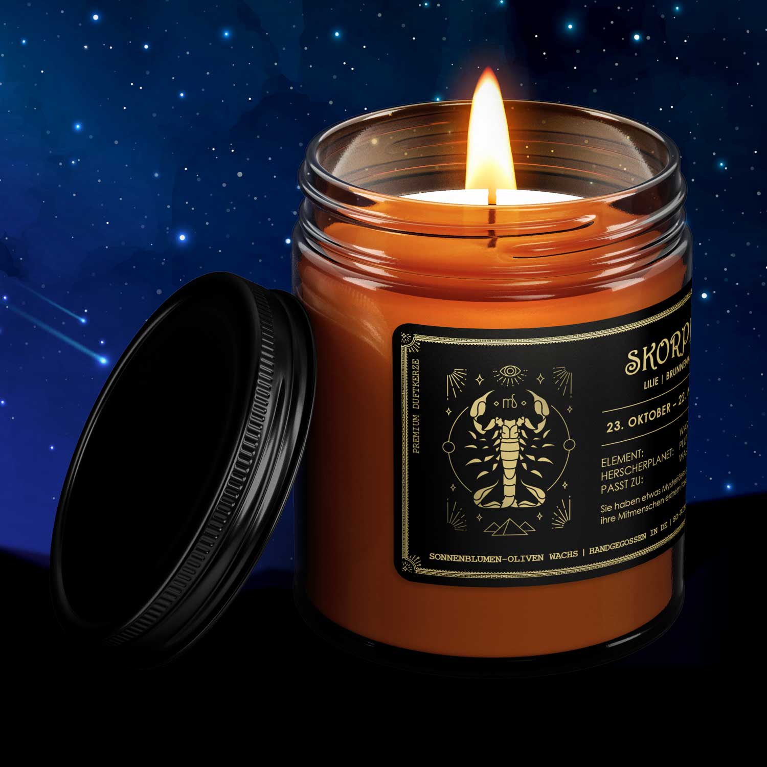 Skorpion Sternzeichen Kerze - Lilie | Brunnenkresse