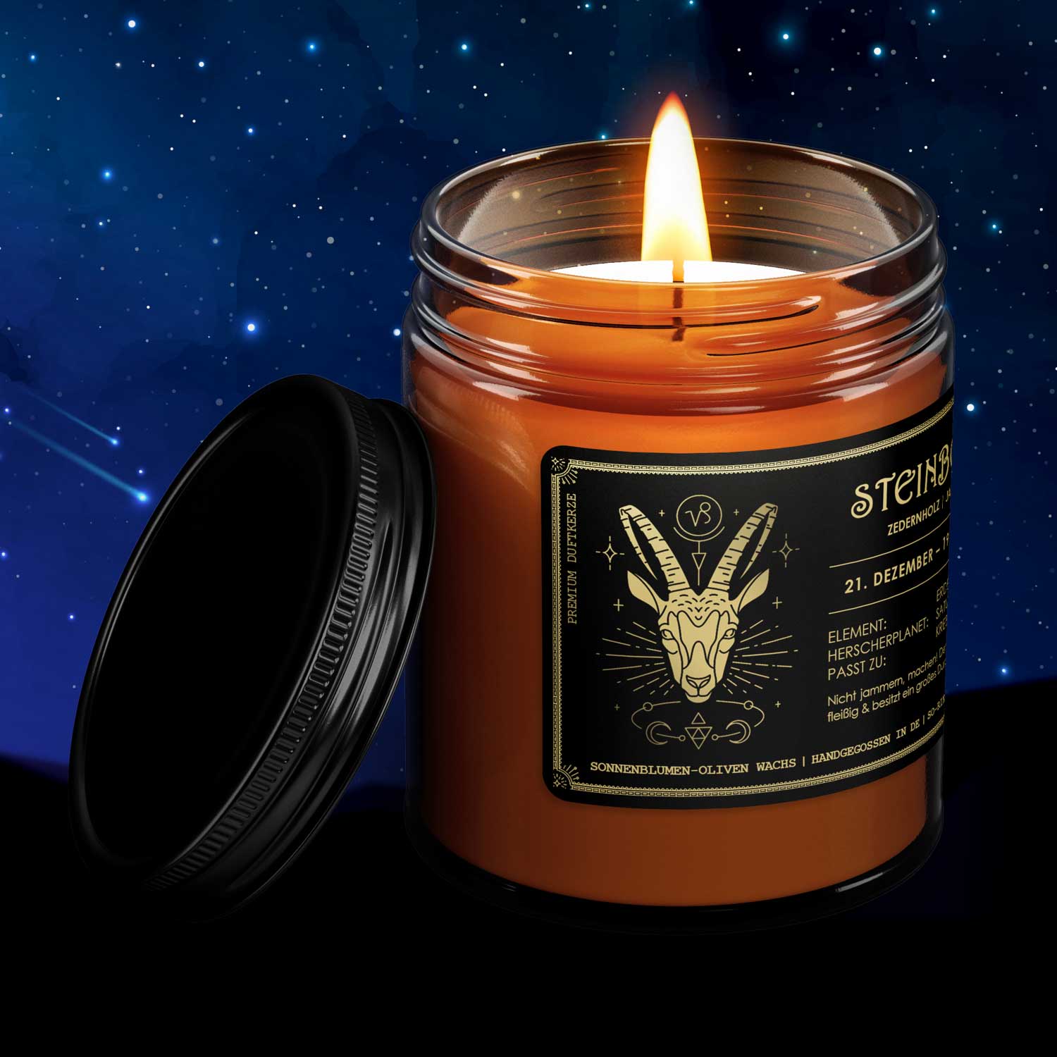 Steinbock Sternzeichen Kerze - Zedernholz | Jasmin