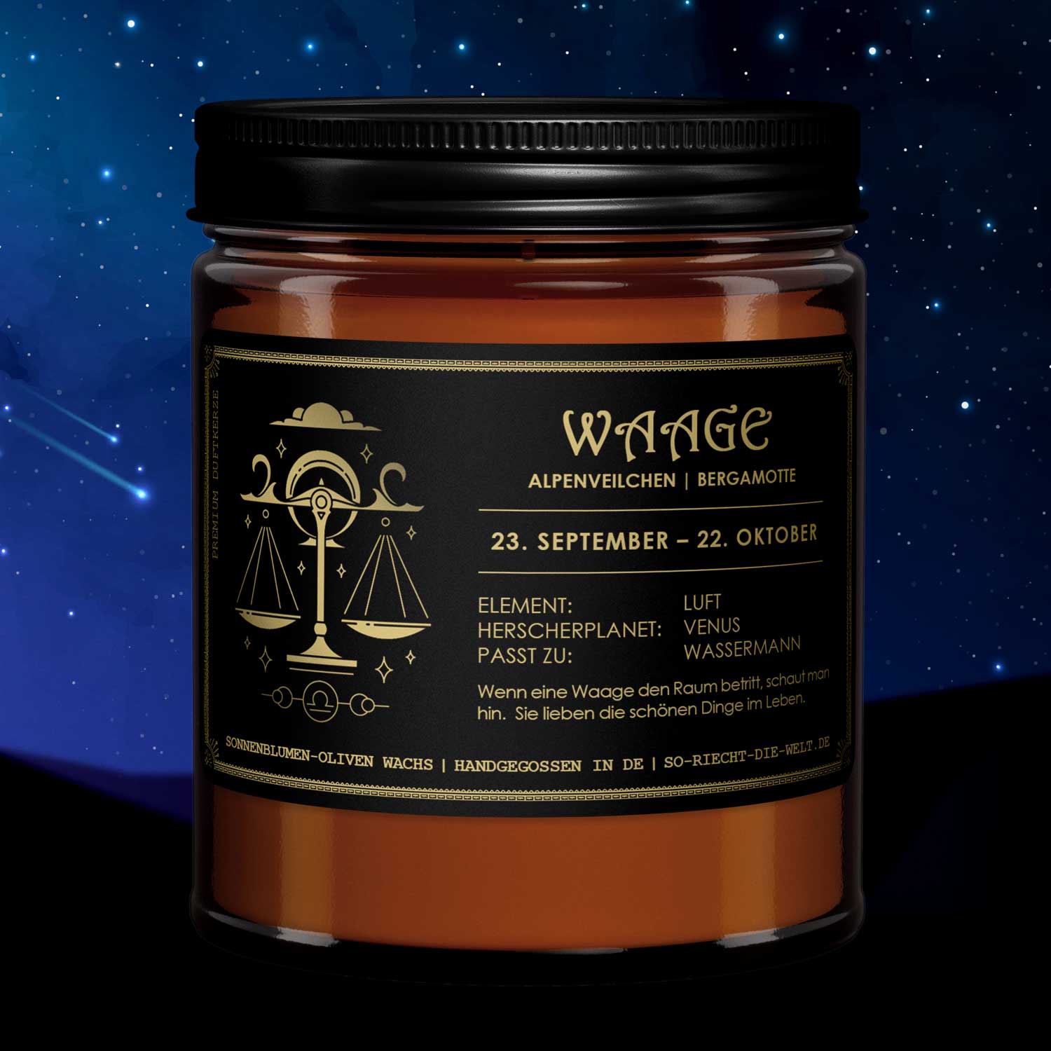 Waage Sternzeichen Kerze - Alpenveilchen | Bergamotte