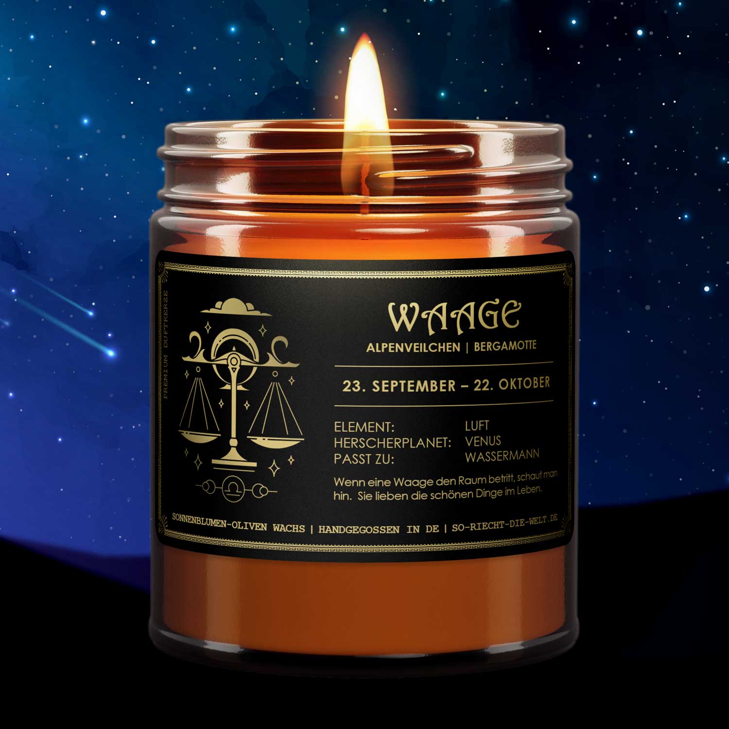 Waage Sternzeichen Kerze - Alpenveilchen | Bergamotte